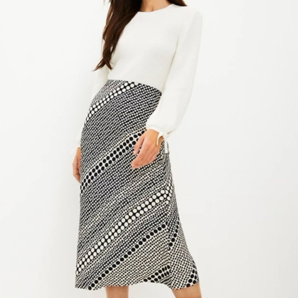 LOFT Polka Dot Pattern Midi Dress